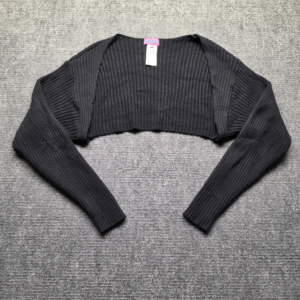 Edikted XS/S Black Ribbed Knit Shrug Bolero Cardigan Y2K Balletcore Top